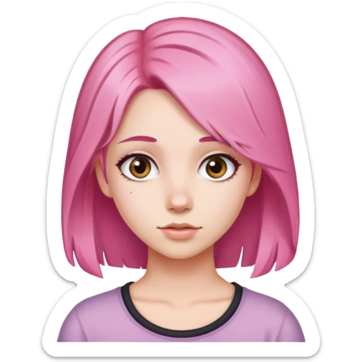 Young girl with pink hair and a brunette girl  sticker