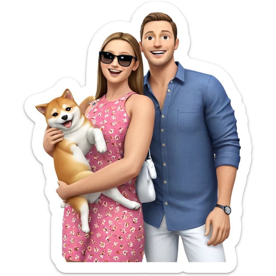 happy moment with shiba inu sticker