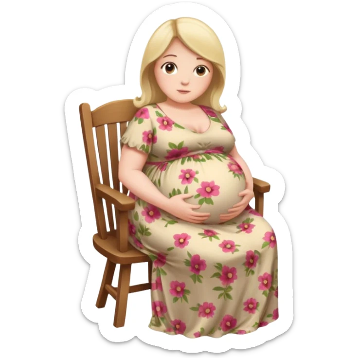 very heavily pregnant overdue woman with super  huge round belly sticker