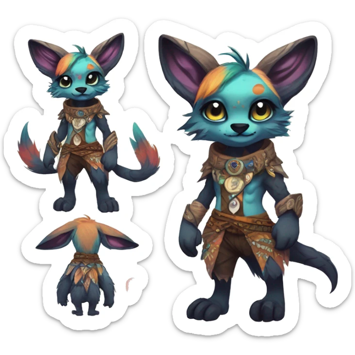 cute Kawaii edgy fantasy animal fursona Fionbri creature by griffsnuff & LiLaiRa & Falvie with exotic colors full body sticker