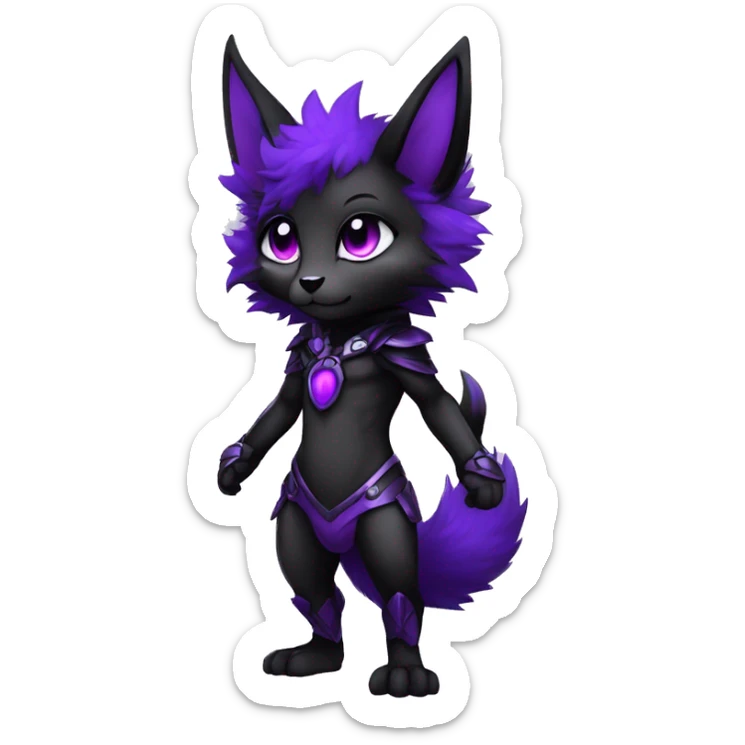 Anthro-Edgy-Cool-Black-Purple-Contrast-Colors-Fantasy-Fur-Sona-Chibi-Shiny-Fakémon-Hybrid full body sticker