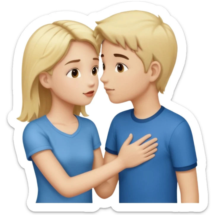 iOS emoji style.
One girl, two boys.
The girl is holding hands with one boy and kissing the other boy at the same time.
Both boys are male, one blond, one brunette.
All characters are human, not female duplicates. sticker