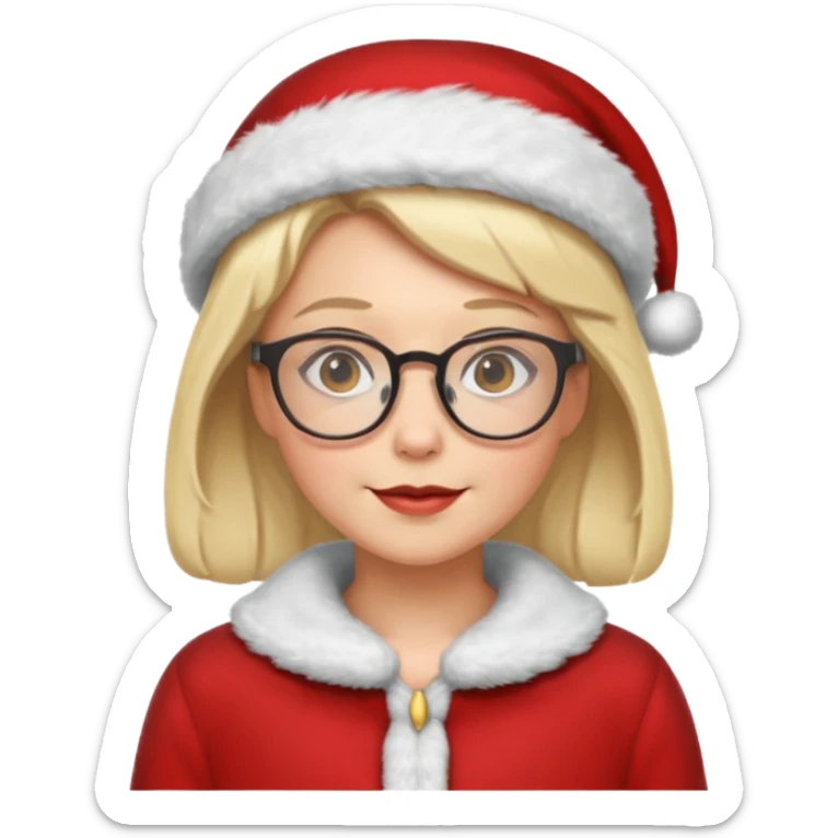 female Santa Claus with glasses with blond short hair sticker