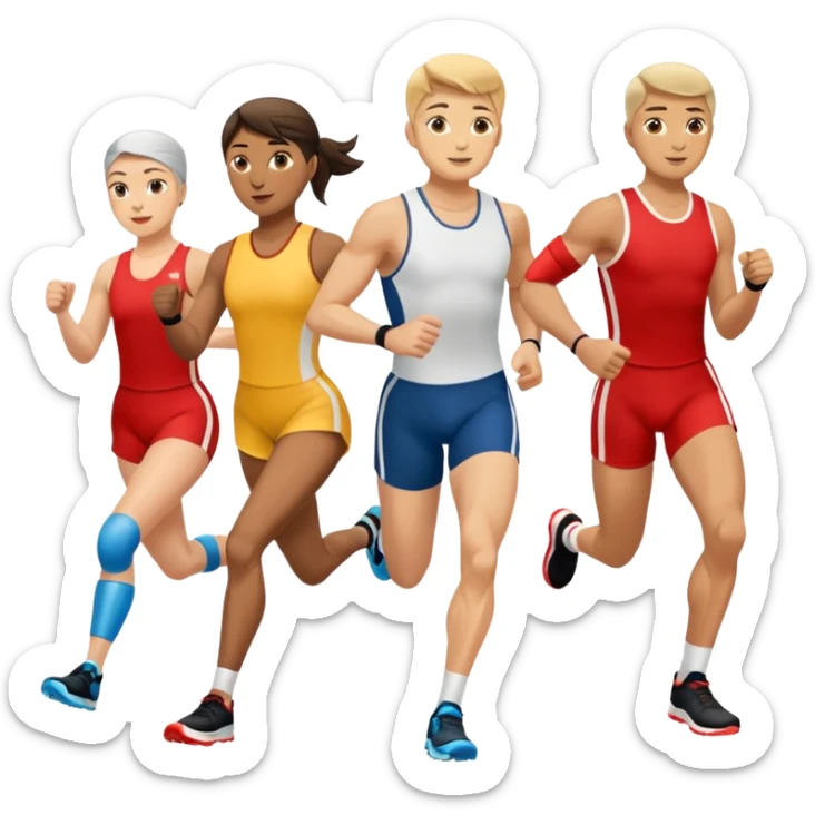 des athletes handicapé avec des protheses de jambes qui font du handisport sticker