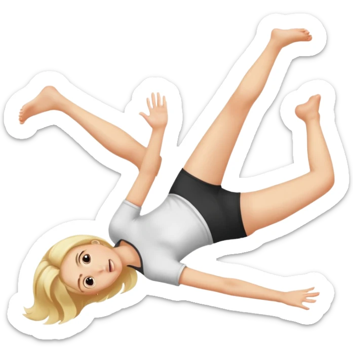 Blonde girl laying on stomach kicking her feet in the air and blushing sticker