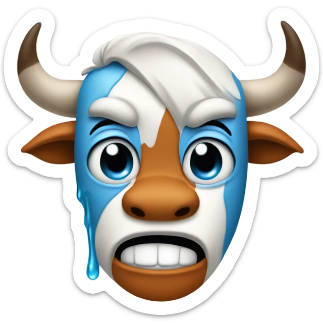 Very sad university of Texas longhorn crying large blue tears from his eyes and his mouth open sticker