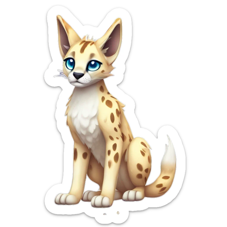 Cute Kawaii Epic Ethereal Sparkly Colorful Sergal-Serval-Caracal-Vernid full body sticker