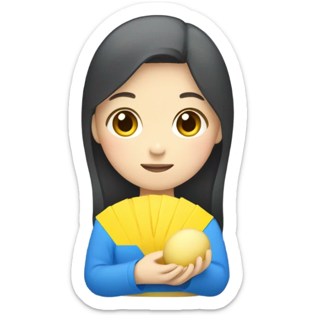 mochi in color of ukraine japanese girl holding it  sticker