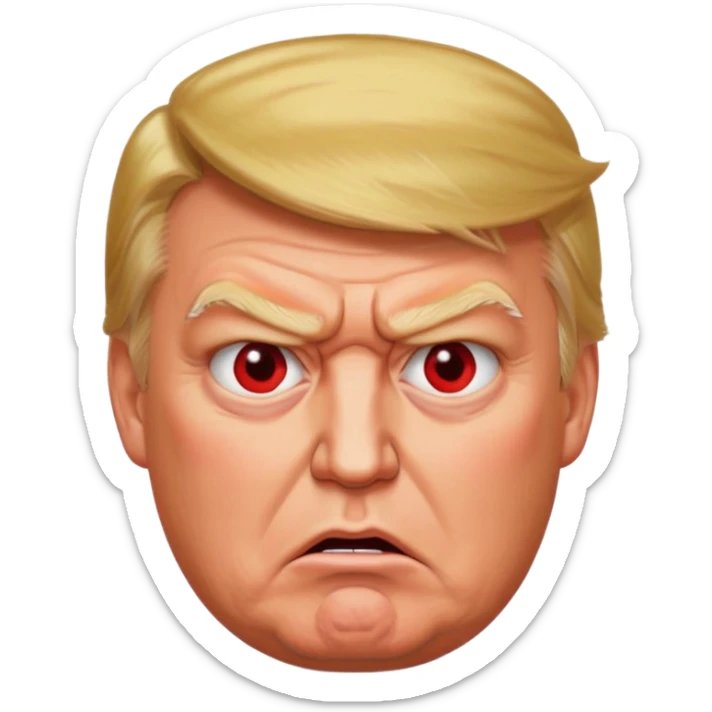 Donald Trump is very furious. Red with anger. photorealistic. high quiality  sticker