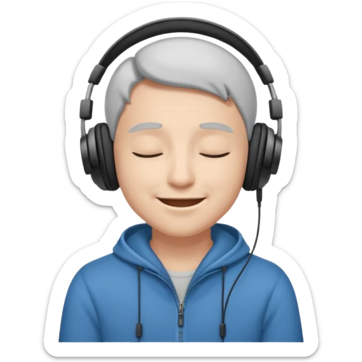 someone listing to music using headphones and closed his eyes and he is full of enjoyment sticker