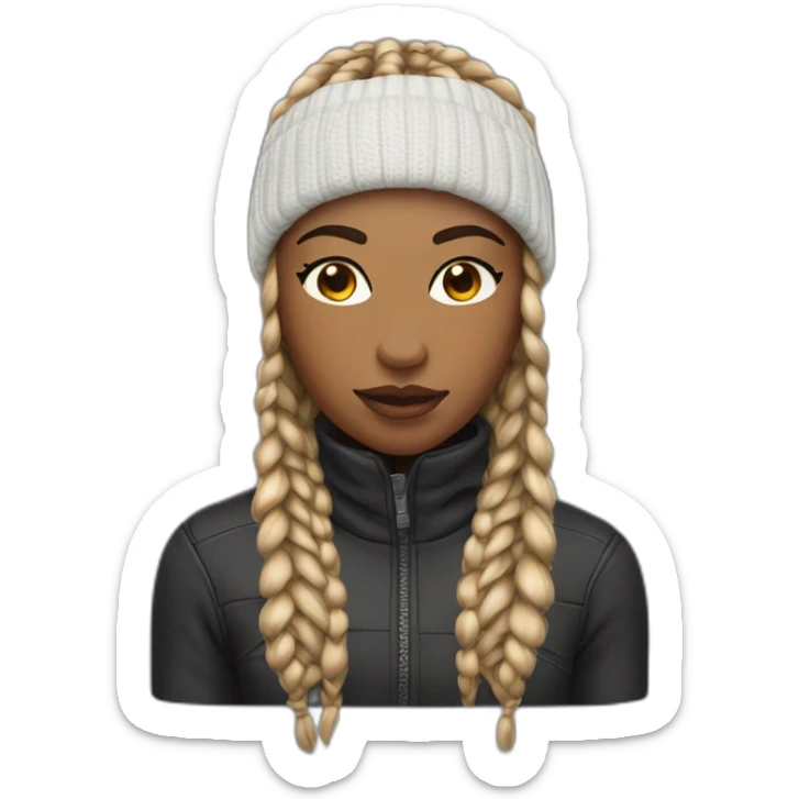 Brown teen with a ski mask with box braids showing near the eyes sticker