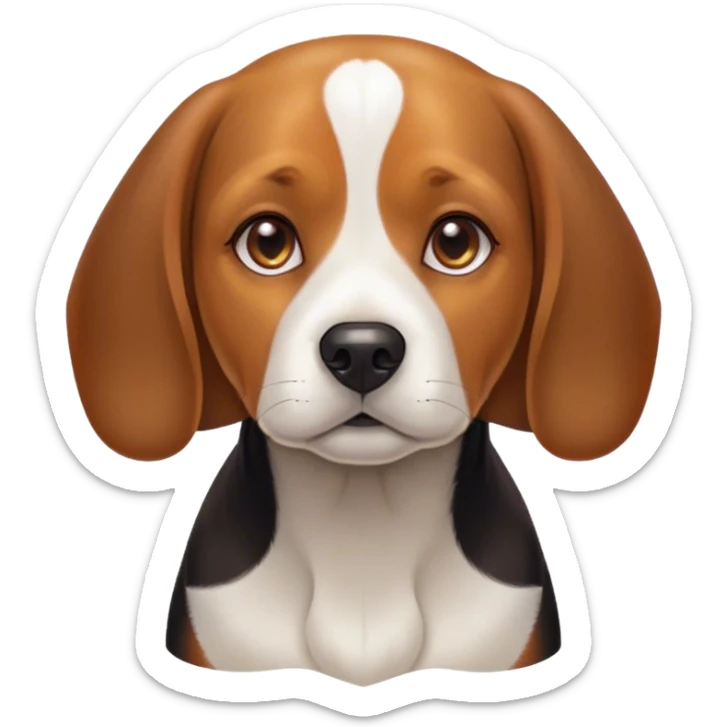Cinematic Noble Beagle Portrait Emoji, Poised and regal, with a compact, sturdy build and a well-groomed coat of white, brown, and black, deep-set soulful hazel eyes, Simplified yet sharp and sophisticated features, highly detailed, glowing with a soft, dignified glow, high shine, intelligent and loyal, stylized with an air of strength, focused and attentive, soft glowing outline, capturing the essence of a watchful and confident companion, so majestic it feels as though it could step out of the screen with effortless authority! sticker