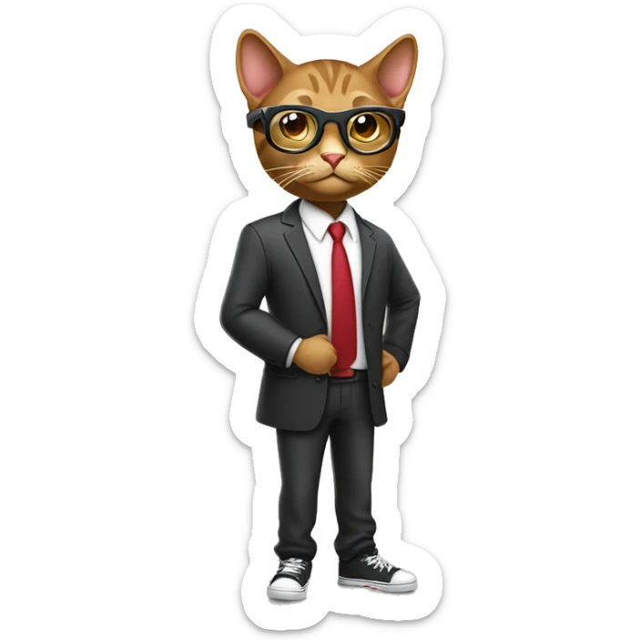 Mulatto hiphop confident business young adult cat pfp with smart glasses sticker