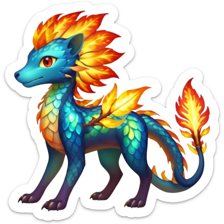 Elemental Exotic Tropical Celestial Fiery Sparky Fierce Flaming Viney Vinal Dusky Aurorus-Amaura-Auroras-Pokémon-Fakémon-creature sticker