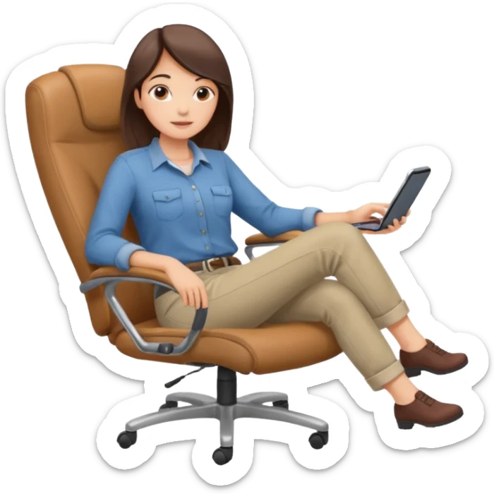 girl that is moving in their chair of work but its not disable just lazy  sticker