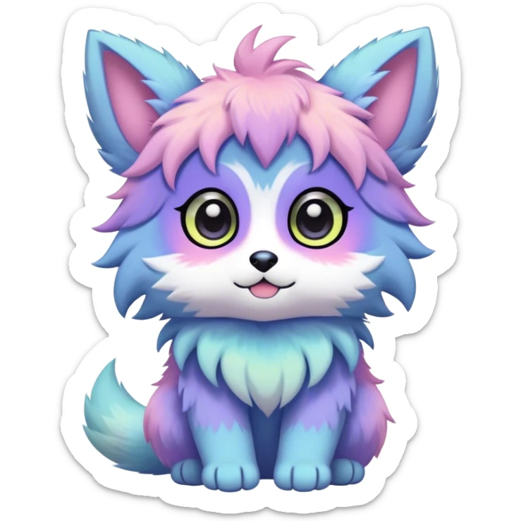 Kawaii pastel edgy colorful ethereal anthro fursona Fakemon sticker