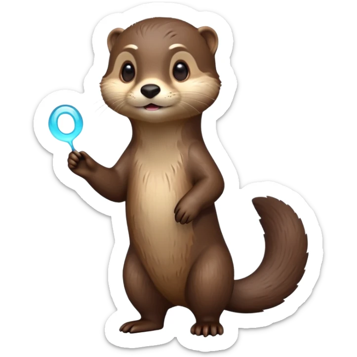 cinematic-noble [otter]-realistic-full-body-standing-emoji,-tail-tucked-close,-head-tilted-dramatically,-sleek-[brown]-fur,-simplified-yet-realistic-focused-features,-highly-detailed,-glowing-with-an-almost-sarcastic-glow  sticker
