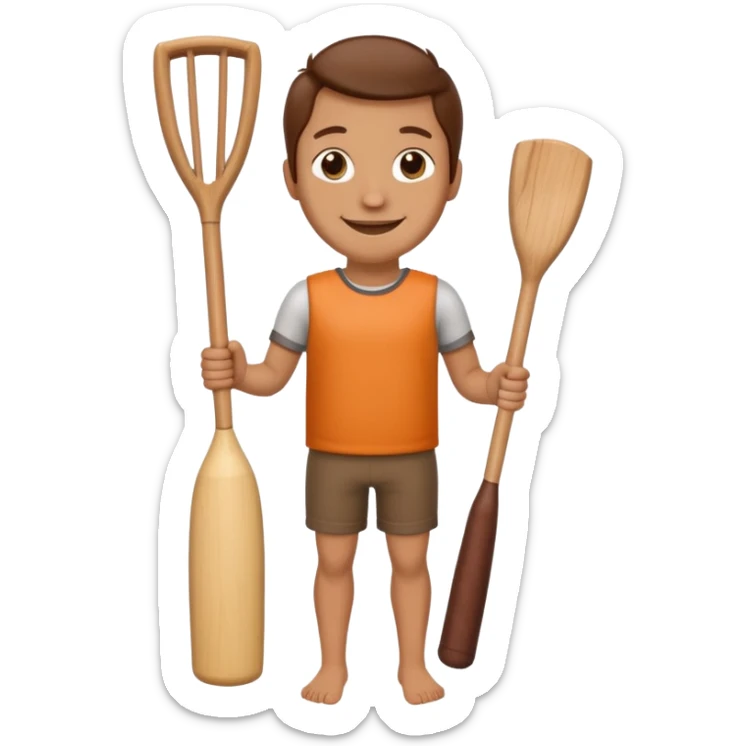 Make a wooden tube with a face and wooden legs and arms and a bat sticker