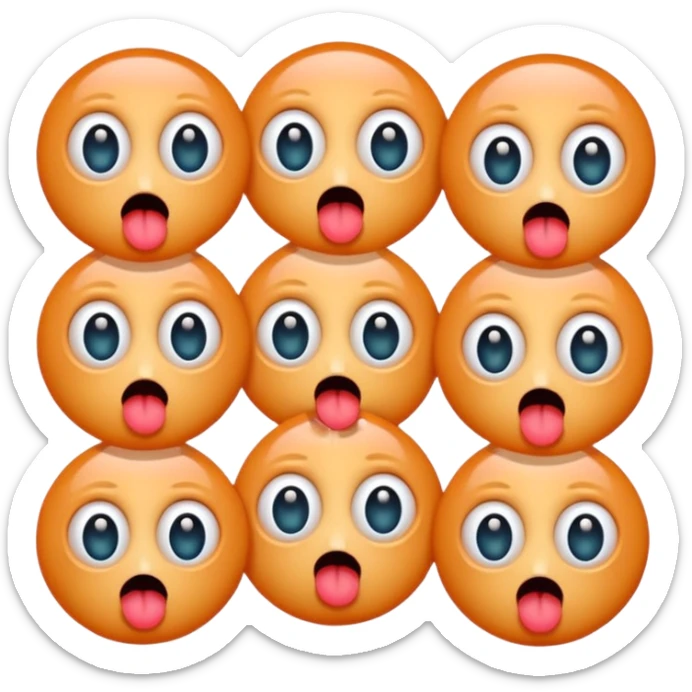 A group of germs all with their tongues out abd big eyes blushing sticker