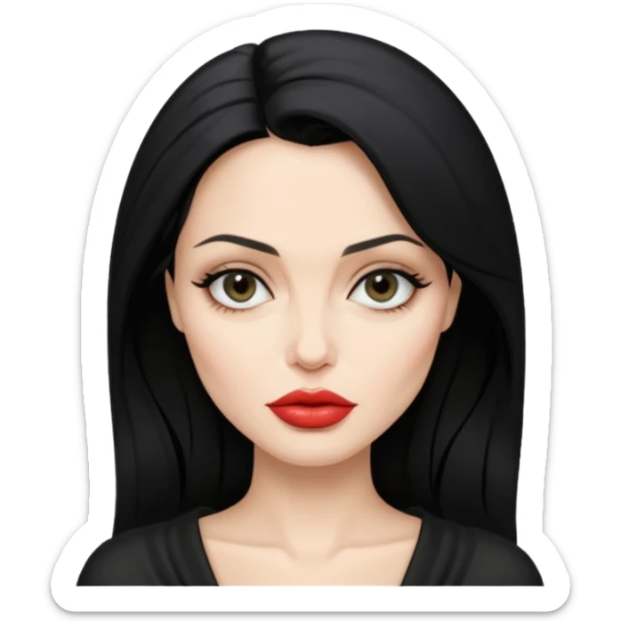 “Emoji girl, femme fatale, black hair. anglina jolie vibes sticker