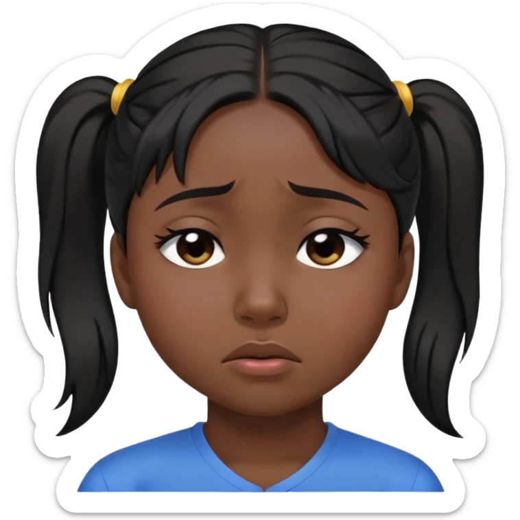 black dark girl with black hair and a ponytail super sad crying eyes closed sticker