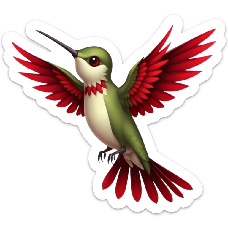 creppy demon like hummingbird with  creppy and very long wings   staring in your soul  sticker