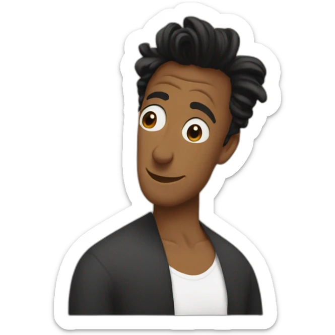 Simon Baker kiss-kiss a black girl brown eyes and sblack hair in a bun sticker