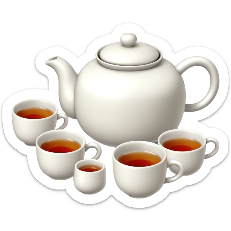 Chinese tea set with small teapot and cups for Kung Fu tea ceremony, emoji style sticker