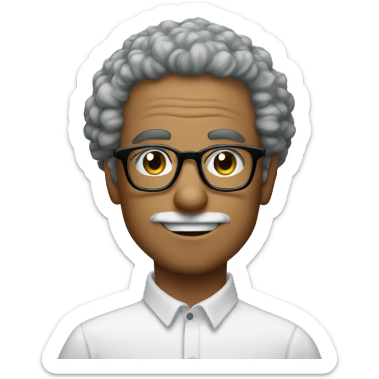 man in his 20s with broccoli hair and glasses kissing an aged man sticker