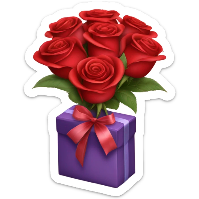 Bouquet of red roses in luxurious package for Valentine’s Day  sticker