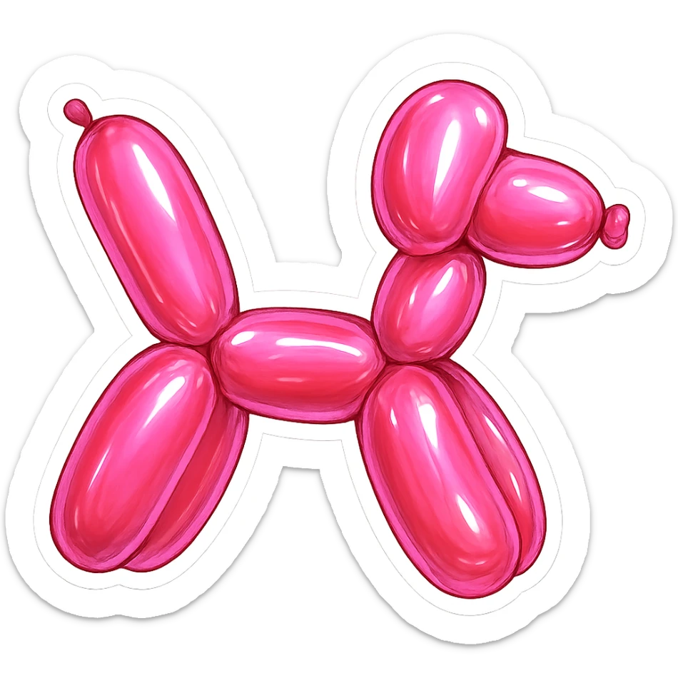 pink sticker, balloon style, inflated look sticker