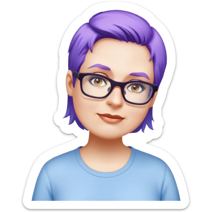 female, light blue shirt, short light-brown hair sticker