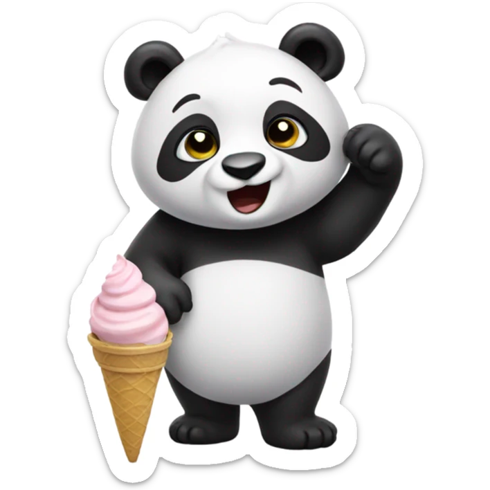Panda eating ice cream sticker