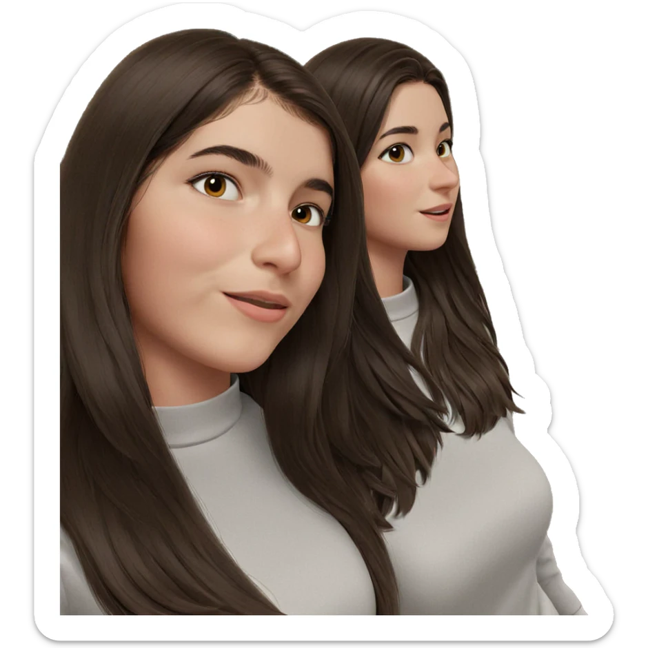 two girls with long hair sticker