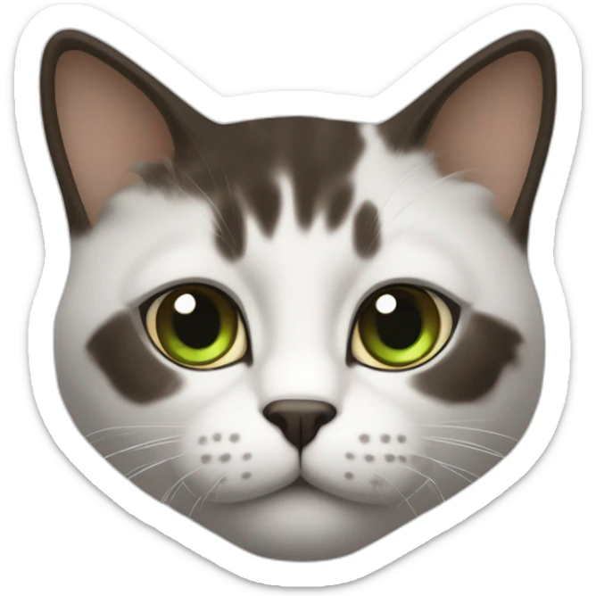 Chat 99% blanc, poil long, yeux verts, haut de la tête marron avec une tache noire sticker