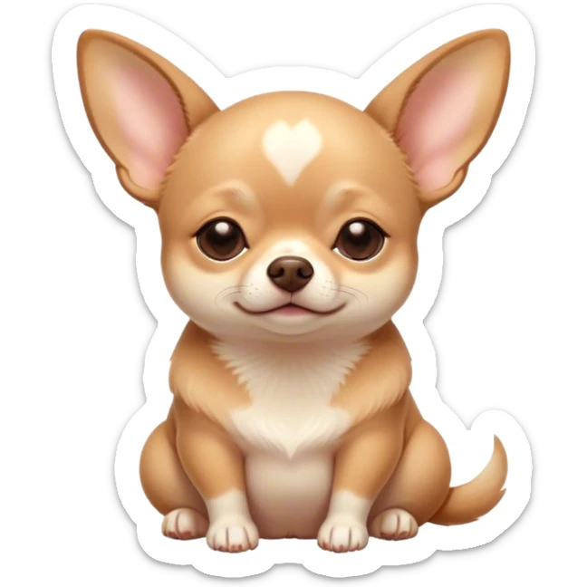 Cinematic Chubby Sleeping Fawn Chihuahua Portrait Emoji, Chubby and serene, with a petite, adorable build and a smooth fawn coat, eyes gently closed in peaceful slumber, Simplified yet irresistibly endearing features, highly detailed, glowing with a gentle, dreamy glow, high shine, relaxed and content, stylized with a touch of whimsy, bright and heartwarming, soft glowing outline, capturing the essence of a blissfully sleepy companion, so comically serene it feels like it could roll out of the screen and snore with adorable charm! sticker