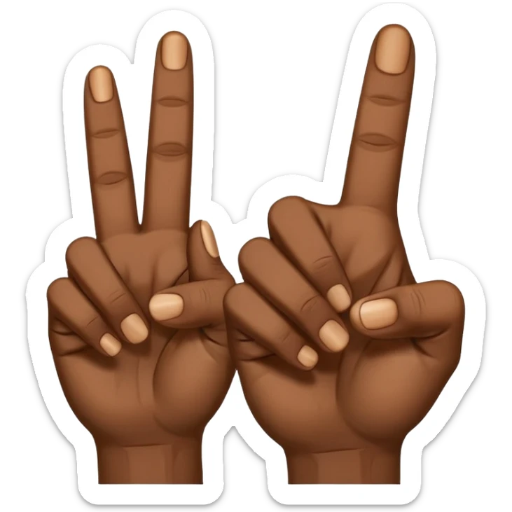 Make the ysl hand sign, but make the hand dark skin, only 5 fingers, with the index and middle finger up and the thumb up, every other finger down. Only 1 hand  sticker