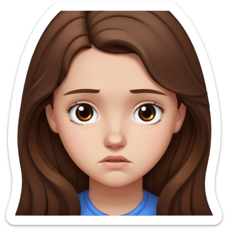Teenage girl with long brown hair and sad expression, Hannah Baker character sticker