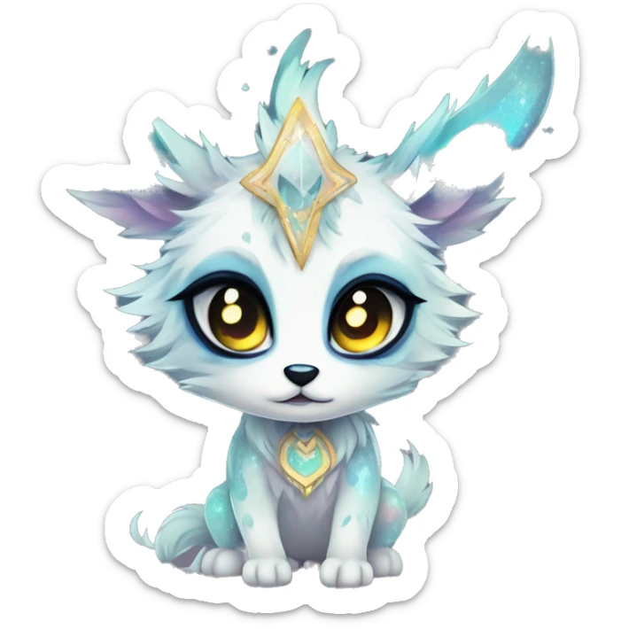 Cool cute Kawaii edgy ethereal futuristic modern fantasy animal sparkle fursona Fionbri creature by griffsnuff & LiLaiRa & Falvie full body sticker