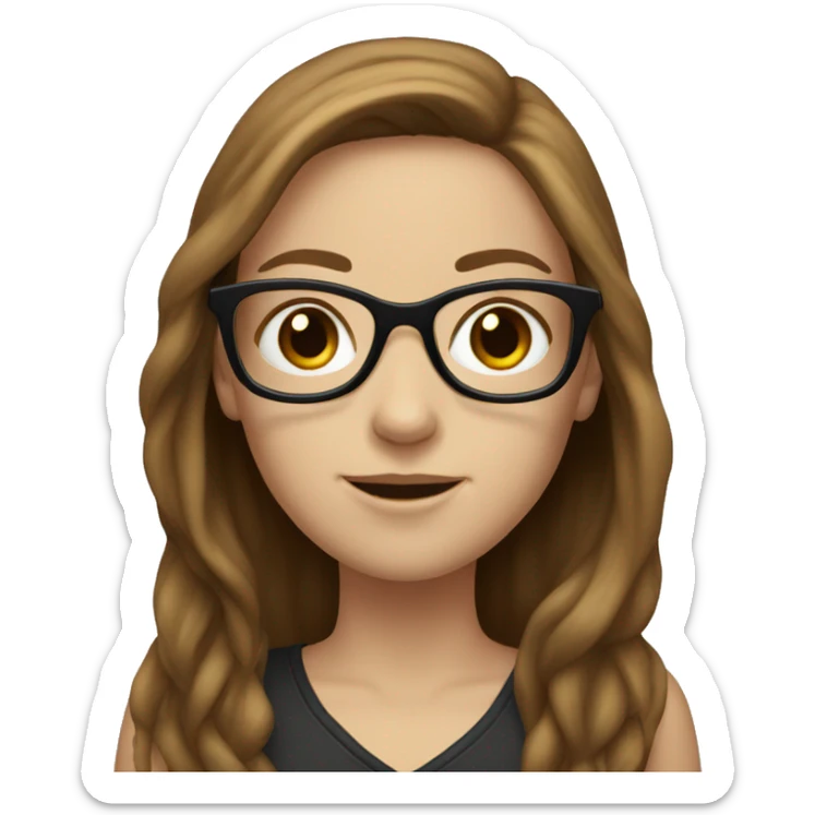 white girl with brown long hair glasses sticker