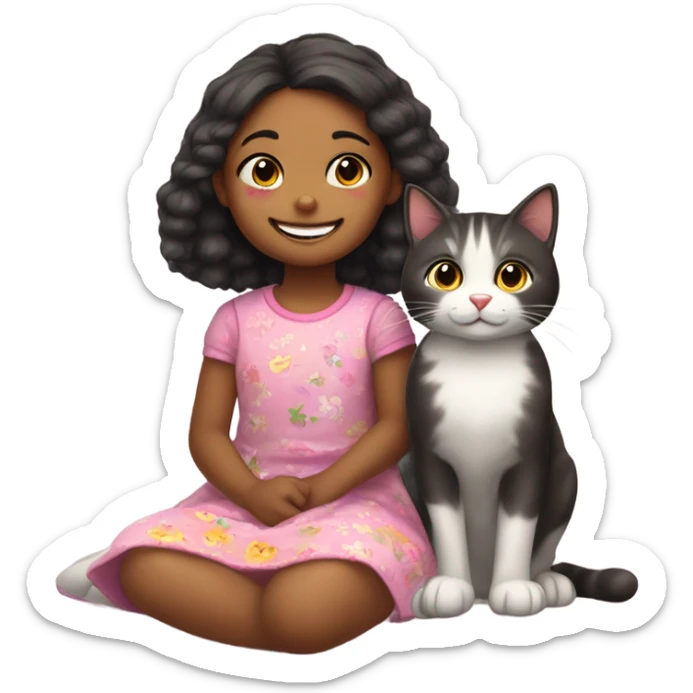 Gute cat and a little girl in the middle of nowhere  sticker