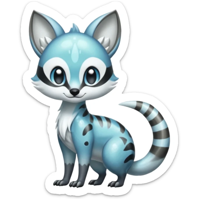 Icy Clear Glossy Glassy Gassy Mossy Glacéd Glazed Glazier Iced Meloetta-Vernid-Trico-Sergal-Civet-Fakémon-creature-hybrid sticker