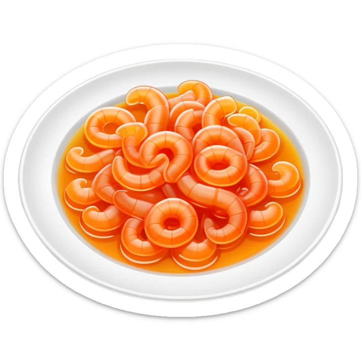 Fujian Tǔsǔndòng jelly-like seafood with sauce, simplified emoji style with bold outlines and bright colors, cartoon style transparent worm jelly specialty sticker
