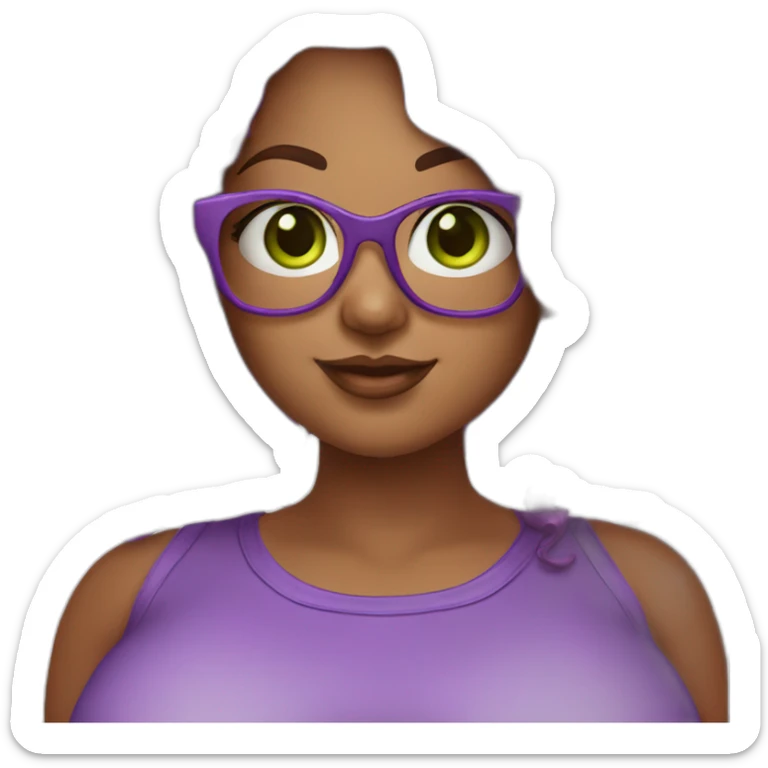 curvy-woman-with-wavy-purple-hair-square-glasses-green-eyes sticker