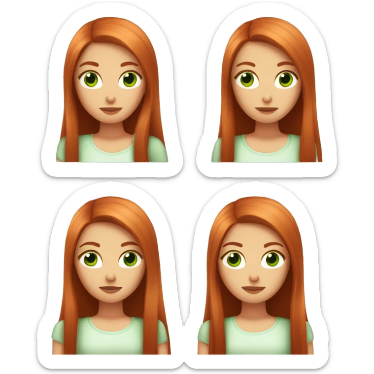 red-haired girl with straight long hair and green eyes kissing sticker