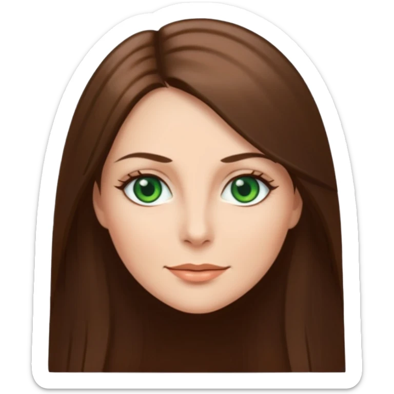 Pretty 43 year old woman with green eyes and long straight Ash-brown hair  sticker