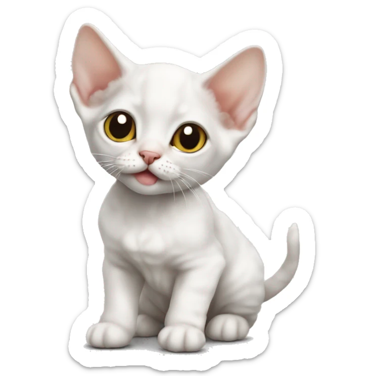 White Devon Rex kitten  sticker