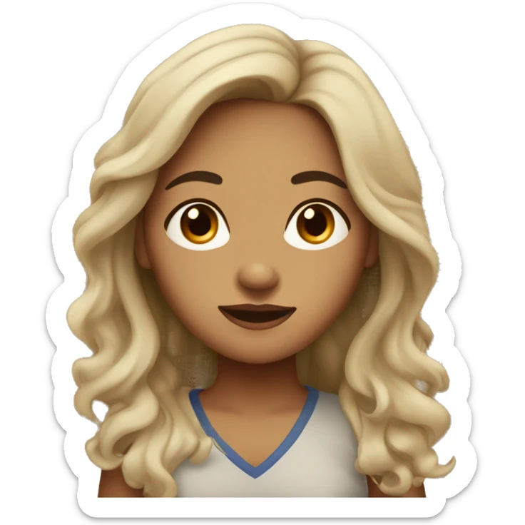 tan nepalese girl with dark brown eyes and dark brown wavy ish hair sticker