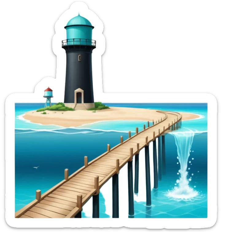 the sea is split in half. left half and right half of the water tower up, in the middle is a path on the floor of the sea sticker