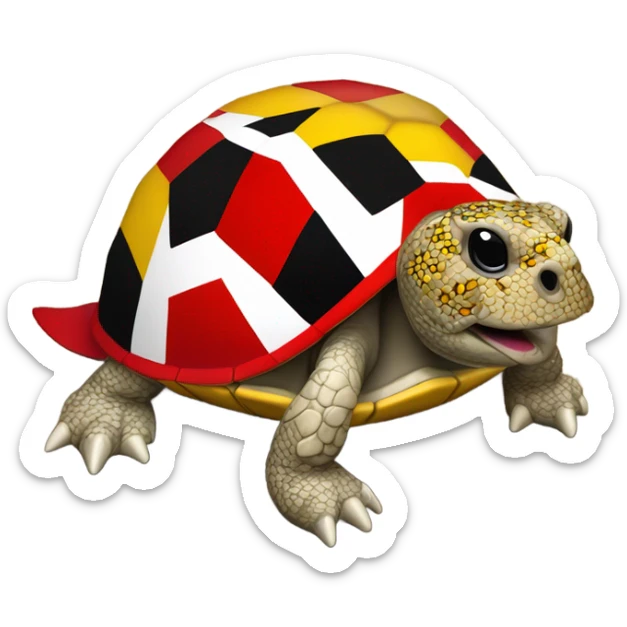 University of Maryland Mascot Testudo the terrapin, Red shell diamond back colors matching maryland flag red gold black yellow sticker